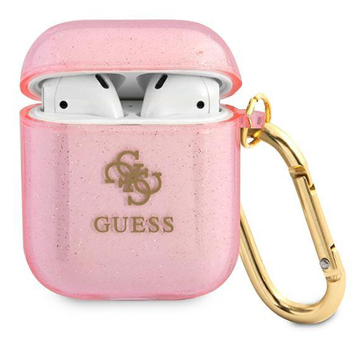 Guess AirPods 2 Case TPU Transparent Coloured with Glitter