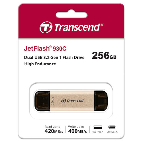 Transcend JetFlash Dual 930C 256GB USB 3.2 Gen 1 Flash Drive